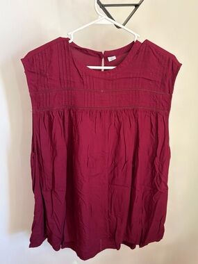 Old Navy Burgundy Cap-Sleeve Peasant Tunic